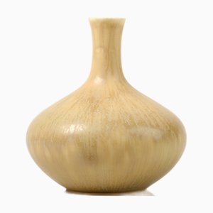 Scandinavian Modern Sym Ceramic Vase in Beige Hares Fur Glaze by Carl-Harry Stålhane for Rörstrand, 1950s