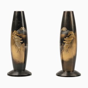Meiji Bronze Vases from Kyoto, 1920s, Set of 2