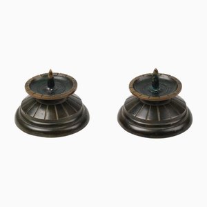Art Deco Bronze Candleholders, Denmark, 1930s, Set of 2