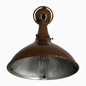 Vintage Industrial Glass Enamel Wall or Ceiling Light from Holophane, 1930s