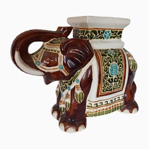 Large Ceramic Elephant Garden Stool or Plant Stand, 1960s