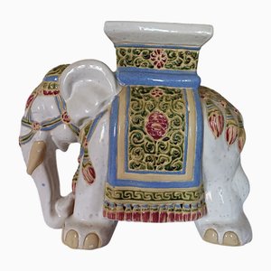 Large Ceramic Elephant Garden Stool or Plant Stand, 1960s