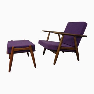 Model GE-240 Cigar Armchair and Ottoman by Hans J. Wegner for Getama, 1950s, Set of 2