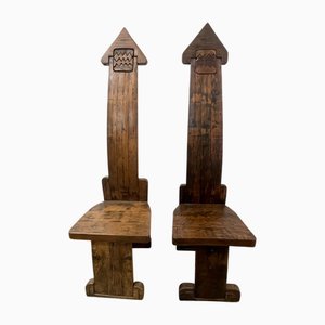 Vallazza Interlocking Thrones in Wood by Luciano Bertolotto, 1970s, Set of 2