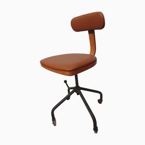 Office or Workshop Chair Reupholstered in Leather by Harbo Sølvsten, 1940s