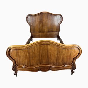 Französisches Vintage Bettgestell aus Nussholz
