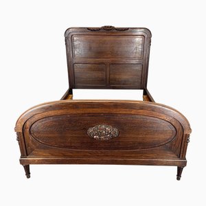 Bed Frame Antique French Oak Ornate Double Bed Carved Floral Detail Lot 4097