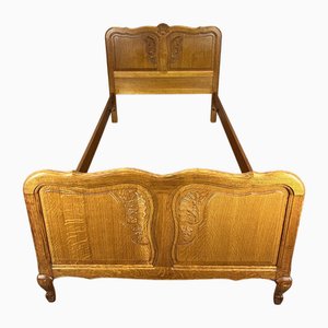 Vintage French Louis Style Carved Oak Single Bed