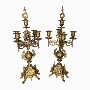 Verzierte Kerzenhalter aus Messing, 2 . Set