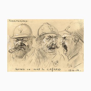 G. Cervelli, Französische satirische Karikatur aus dem Ersten Weltkrieg, 1910er, Charcoal