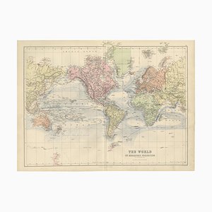 Antique Decorative World Map, 1884