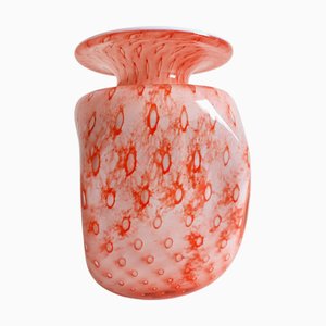 Vaso Mid-Century in vetro di Murano rosa e corallo, anni '50