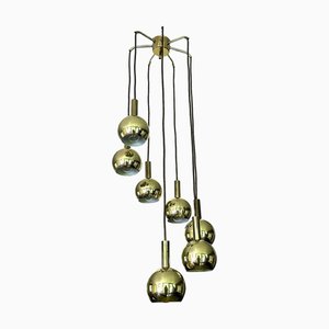 Mid-Century Cascade Pendant Light in Brass from Staff Leuchten, 1970s