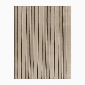 Vintage Kelim in Beige-Braun und Cremefarbenen geometrischen Streifen