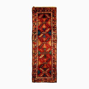 Bakhshaish Geometrischer Wollläufer in Rot und Blau mit Bronze