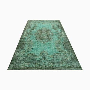 Vintage Zeki Müren Teppich in Türkis mit grünem Blumenmedaillon