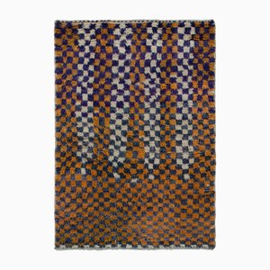 Vintage Tulu Rug with Orange-Gold, Purple and White Geometric Pattern, 1950s