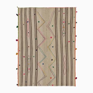Vintage Kelim in Beige & Braunen Streifen, 1950er
