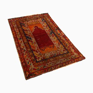 Mid-Century Kirsehir Teppich mit rotem und orangefarbenem Mihrab-Muster, 1950er