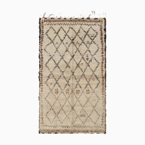 Marokkanischer Vintage Teppich in Beige mit Black Diamond Medaillons