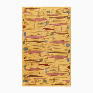 Vintage Teppich in Gold mit geometrischen Mustern von Zeki Müren