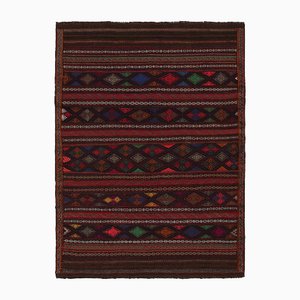 Brauner Vintage Baluch Tribal Kelim mit geometrischen Mustern, 1950er