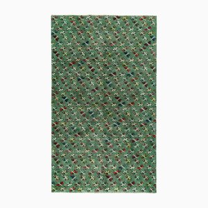 Vintage Art Deco Teppich mit grün-weißem Bildmuster, 1960er