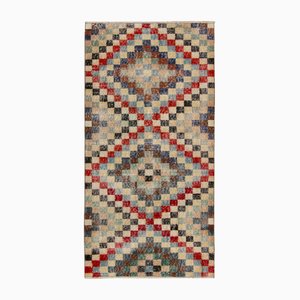 Handgeknüpfter Vintage Teppich mit Beige-Braun Geometrischem Muster, 1960er