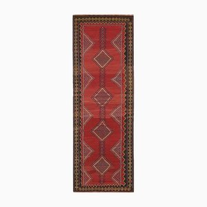 Vintage Kelim in Rot mit blauen geometrischen Mustern, 1950er