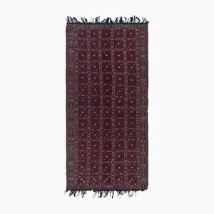 Antique Russian Kilim with Bordeaux Red, Aegean Blue and White Geometric Patterns