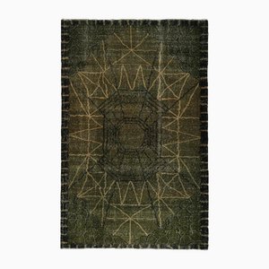 Vintage Art Deco Teppich mit grünem und schwarzem Muster von Zeki Müren