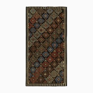 Vintage Tribal Kelim in Braun mit geometrischen Mustern