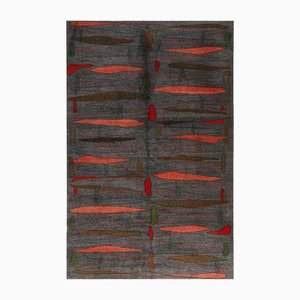 Vintage Rug with Gray, Peach and Green Geometric Pattern by Zeki Müren, 1960s