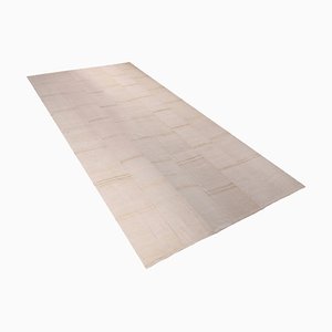 Geometrischer Vintage Kelim Teppich aus Wolle in Beige & Cremeweiß