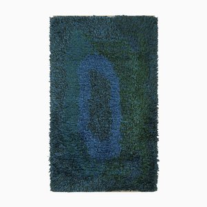 Schwedischer Vintage Rya Teppich in Blaugrün
