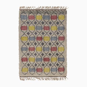 Schwedischer Vintage Rya Teppich mit skandinavischer Geometrie