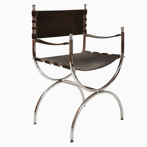 Vintage Stuhl aus Eisen & Leder, 1970er