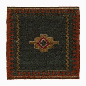 Vintage Sofreh Kilim Rug in Green-Blue with Gold Tribal Medallion Pattern by Aeg, 1950s