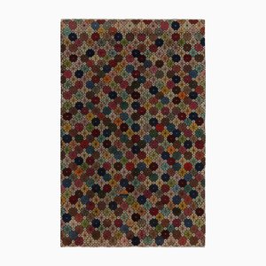 Vintage Teppich im Used-Look mit mehrfarbigen geometrischen Gittermustern, 1960er