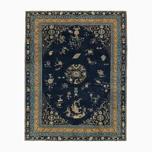 Samarkand Rug in Navy Blue with Medallions