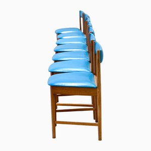 Chaises de Salle à Manger en Vinyle Bleu attribuées à Tom Robertson pour McIntosh, 1960s, Set de 7