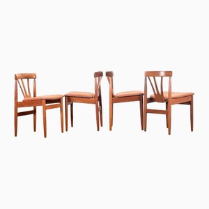 Danish Teak Hollow-Back Dining Chairs, 1960s, Set of 4