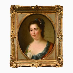 Jean-Baptiste Perroneau, Portrait of Lady Perroneau, 1760, Öl auf Leinwand, Gerahmt