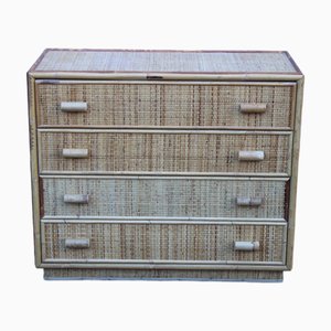 Italian Bamboo and Rattan Chest of Drawers, 1950