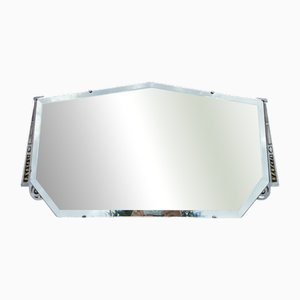 Abgeschrägter Art Deco Spiegel mit Metallrahmen, 1920er