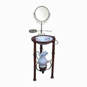 Bedroom Washstand with Basin, Pitcher, and Mirror