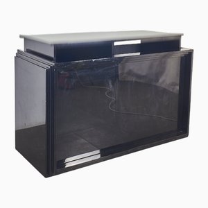 Mobile bar a scomparsa laccato nero, Italia, anni '70