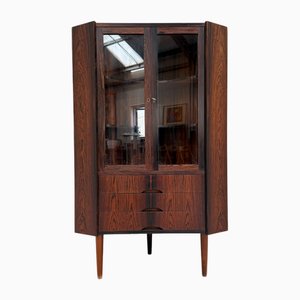 Mid-Century Danish Rosewood Display Corner Cabinet with Glass Doors and Drawers, 1960s