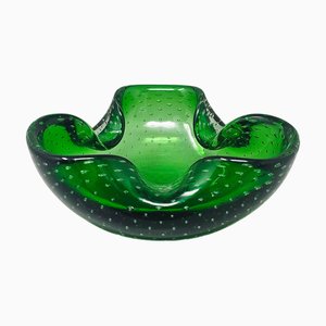 Large Green Sommerso Murano Glass Ashtray or Catchall by Flavio Poli for Seguso, 1960s