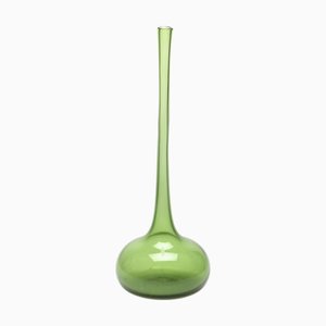 Green Glass Narrow-Neck Vase by Claude Morin, 1970s